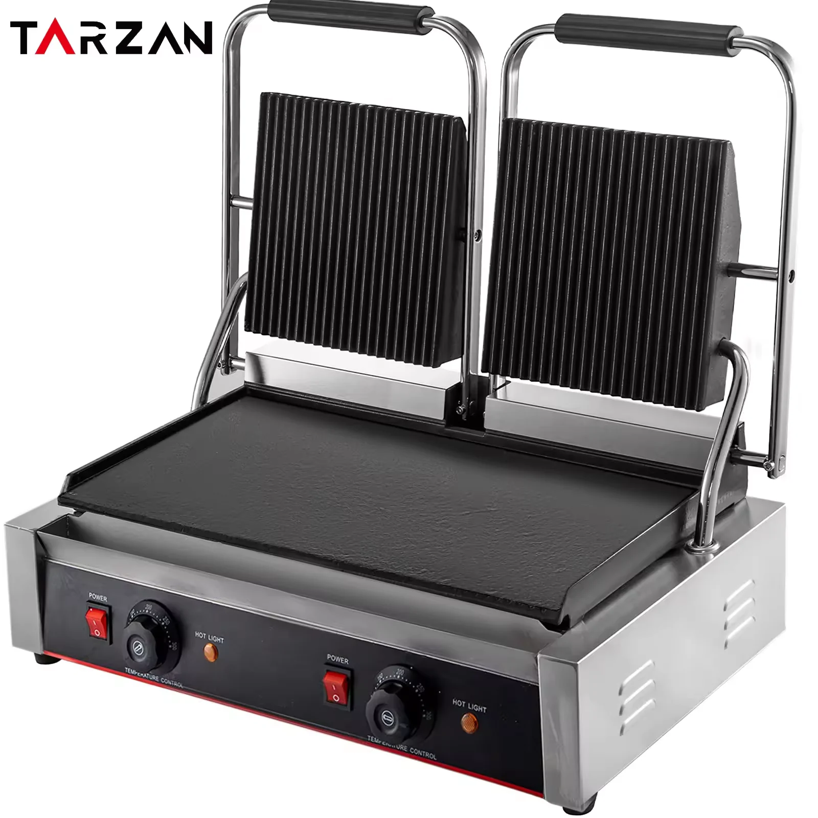 Commercial Stainless Steel Electric Panini Press Grill with Sandwich Maker Down Flat Contact Grill and Griddle Smokeless supplier