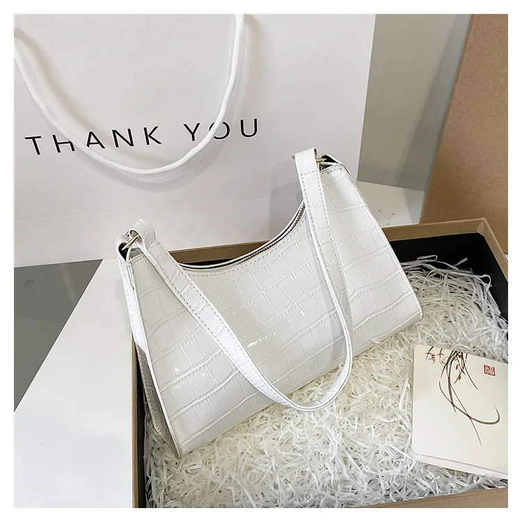 Fashion Mini Crocodile Pattern Armpit Shoulder Handbag Popular Zipper Alligator Pattern Lady Underarm Bag Hot Selling  Purse