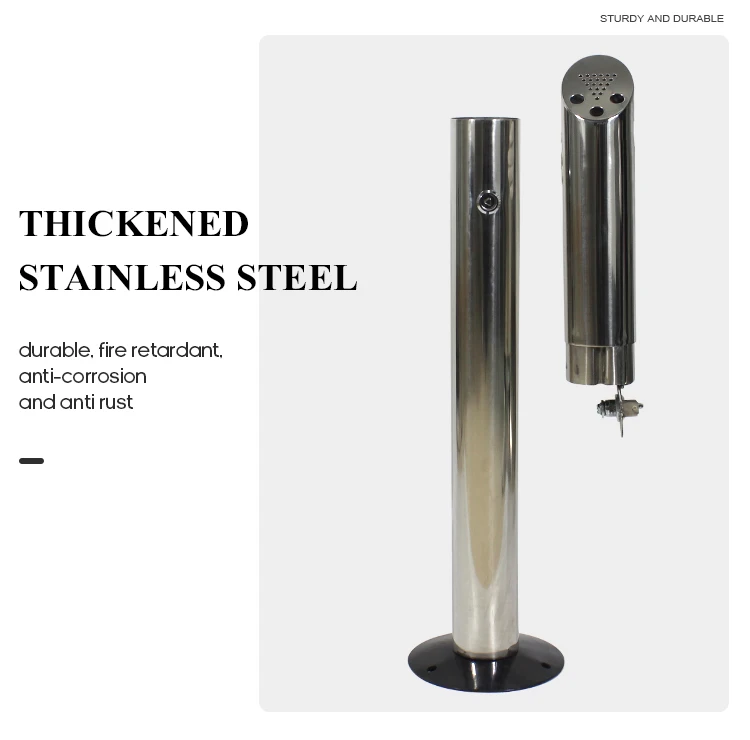 Hot Sale Wholesale 304 SUS Standing Ashtray New Ashtray Design with Lock for Indoor and Outdoor