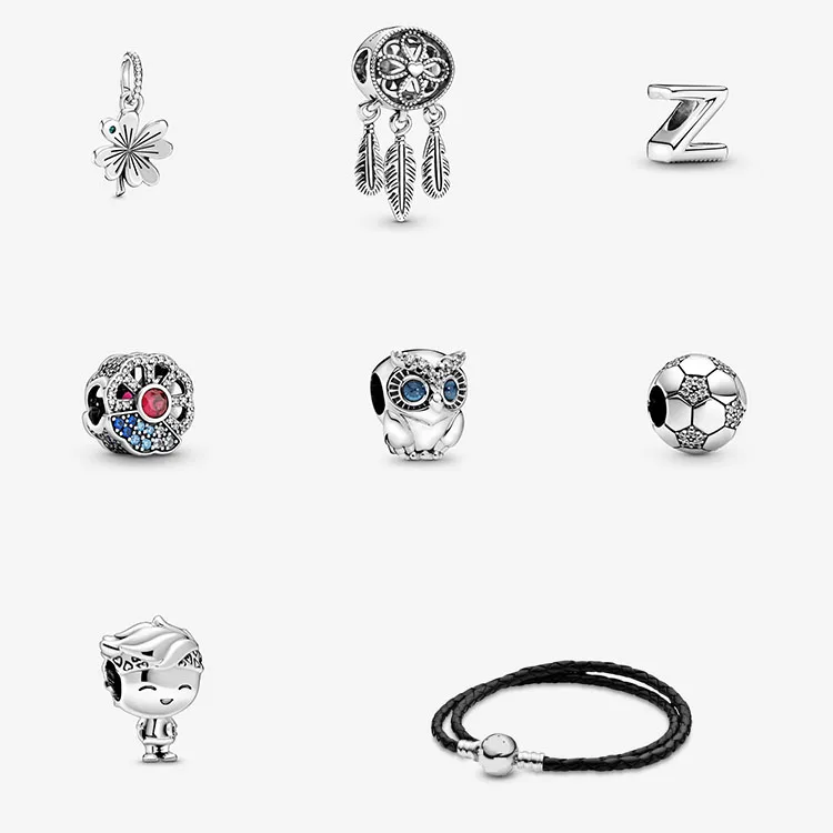 925 Silver Charms Pendant Bracelet Engraved Logo Custom Charms