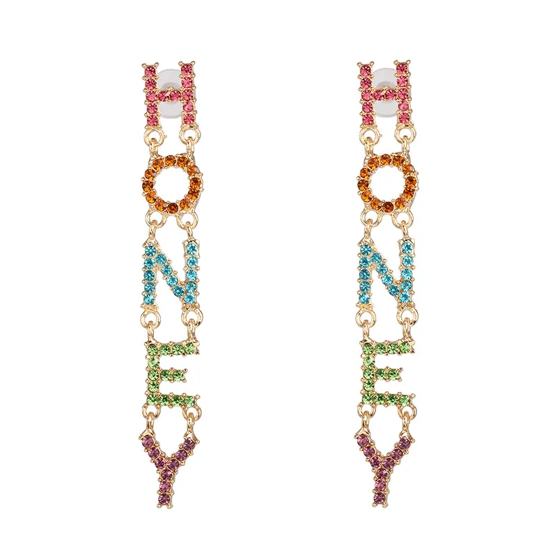 word drop earrings