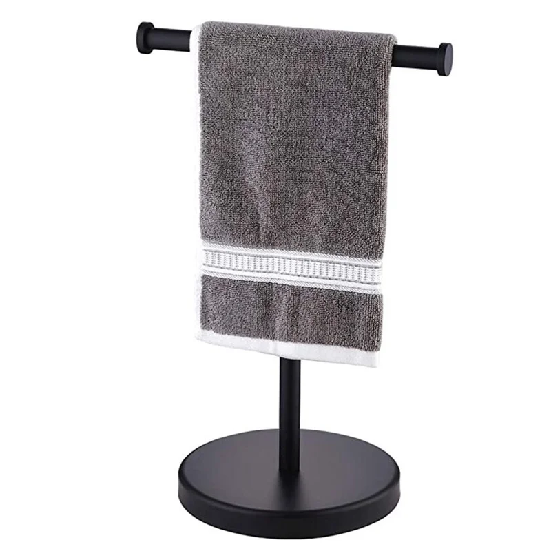 Handdoekrek voor aan de muur in de badkamer, matzwarte zelfklevende handdoekhouder