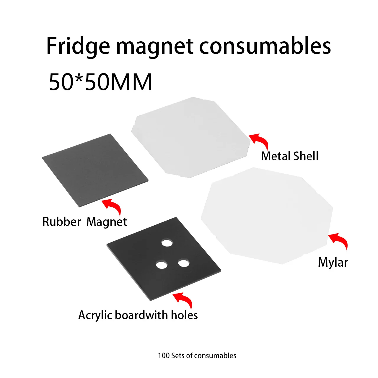50x50 Fridge Magnet Consumables Magnet Making Machine 63.5x63.5mm 80x53mm 65x90mm
