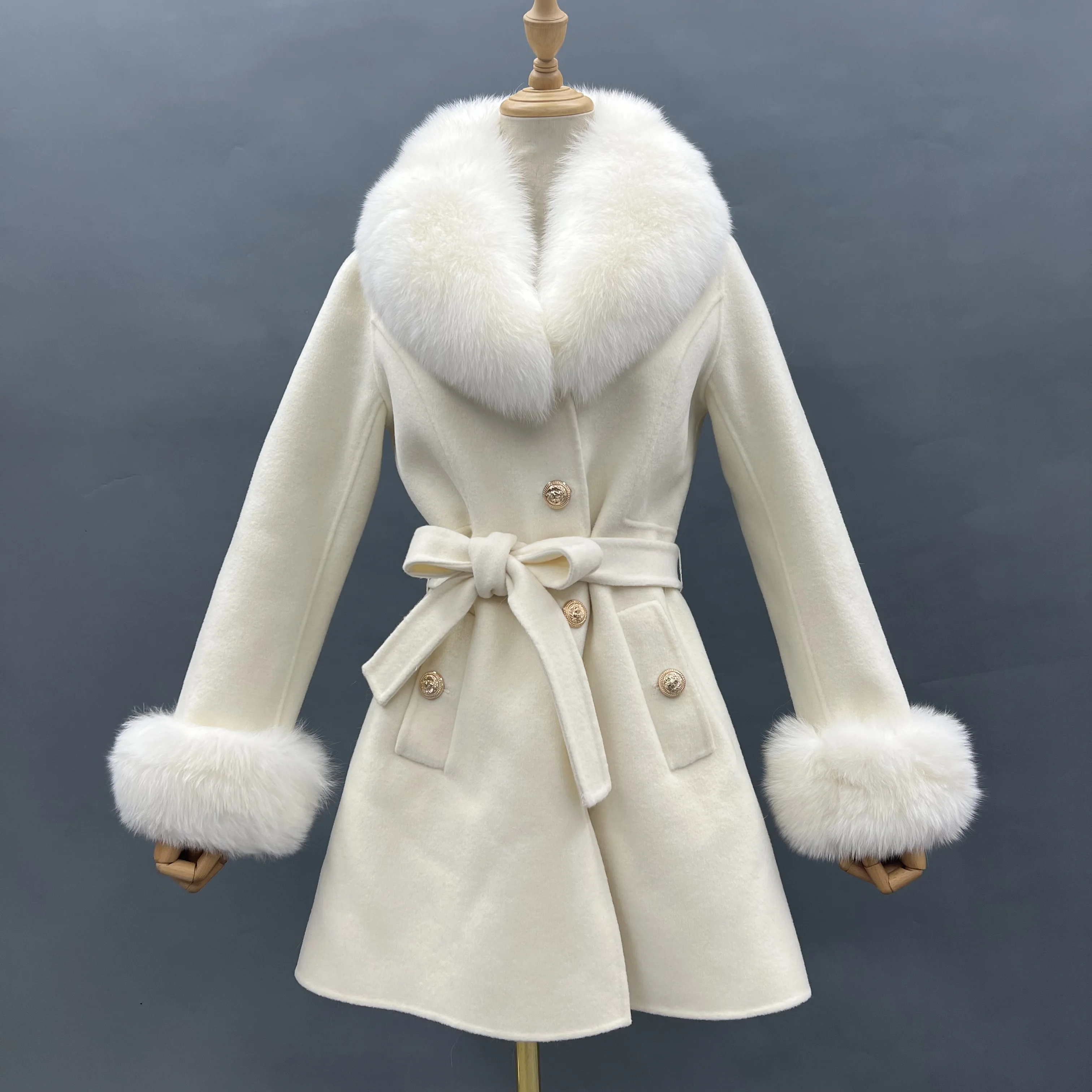 navy blue dress for baby girl NELLY COAT IN WHITE | CULT MIA main image 1