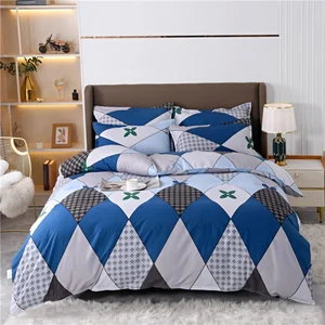 Queen Size Bedding Set 4 Pcs Modern Printed Comforter Cheap Price Bed Sheets