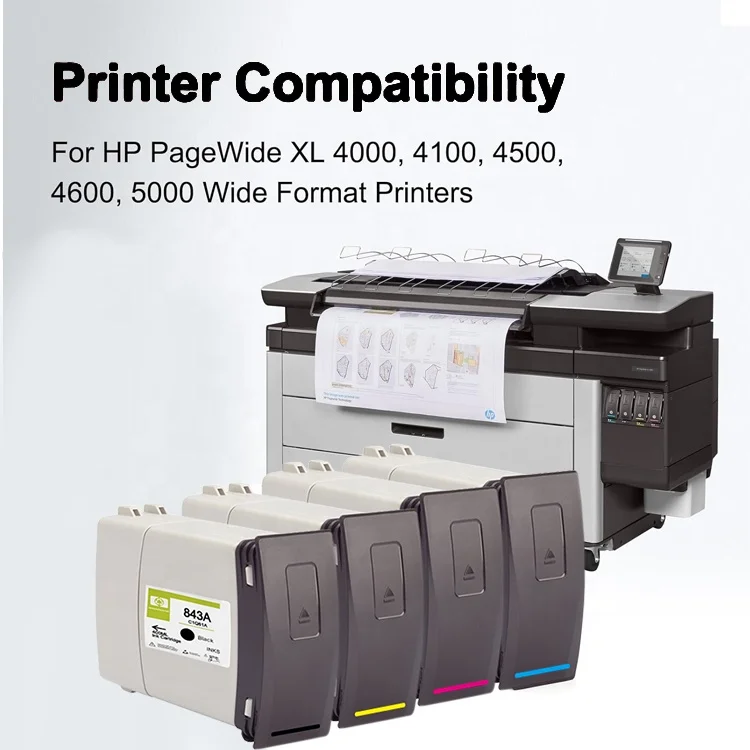HP843A 843C Ink Cartridges - Remanufactured for HP XL Printers