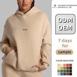 ODM Factory Unisex Sweat Shirt Heavy French Terry Hoodie Female Sweatshirt 400gsm Cotton Custom Women's Hoodies Without Strings