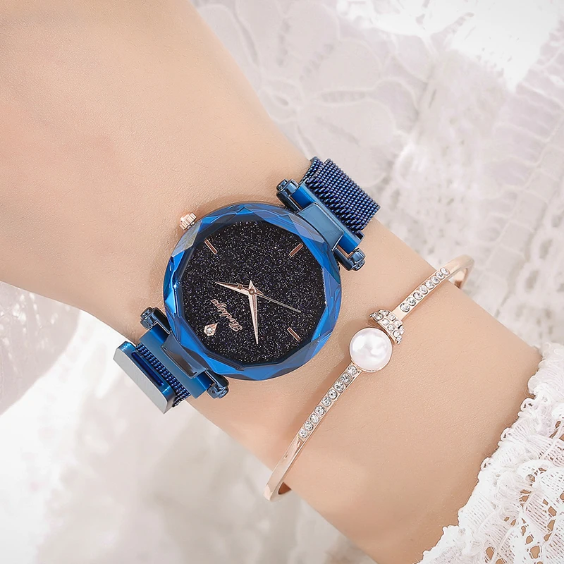 Magnet Watch Blue Colour Watch For Girl Jainx Blue Dial Stainless