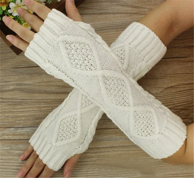 Оптовая продажа 2022 модные дамские сапоги-ботфорты рукава-е акриловые вязаные теплые зимние перчатки без пальцев с 8 видов