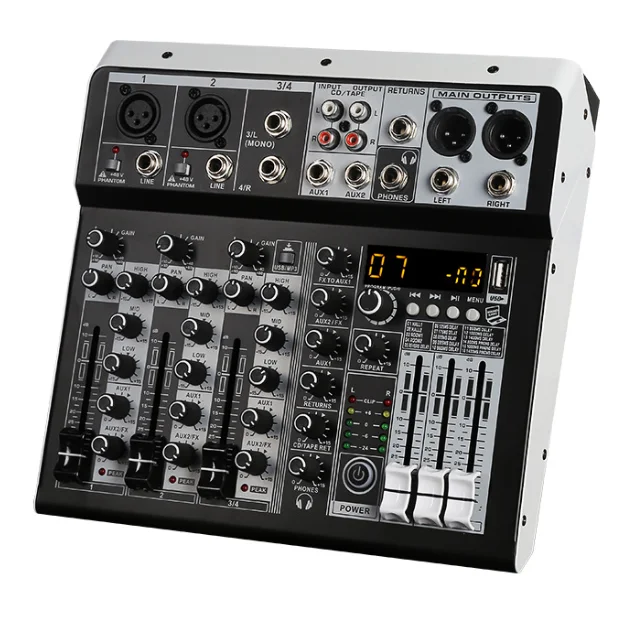 Xtuga KP4 4 Channel Audio Mixer Console with Bluetooth & 16