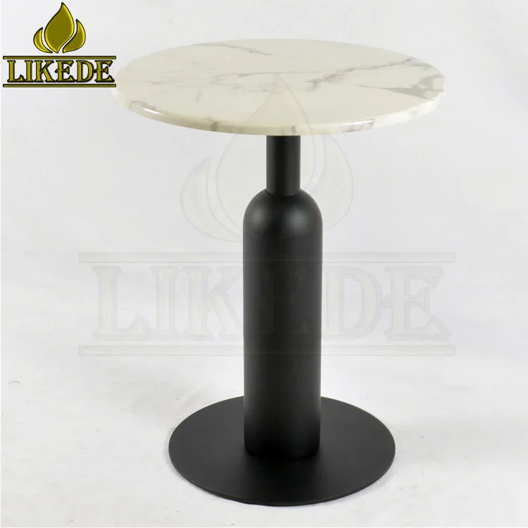 New Modern black heavy iron round glass coffee table metal base