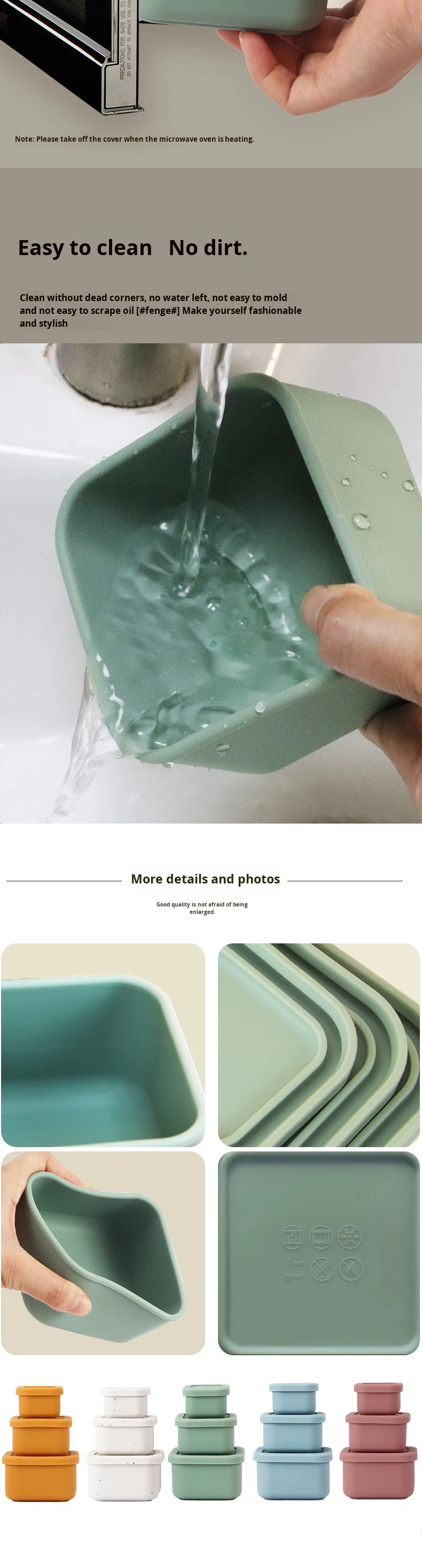 Simple Square Thickened Silicone Lunch Box for Office or School Use Microwave Food Storage with Sealed Fresh-Keeping factory