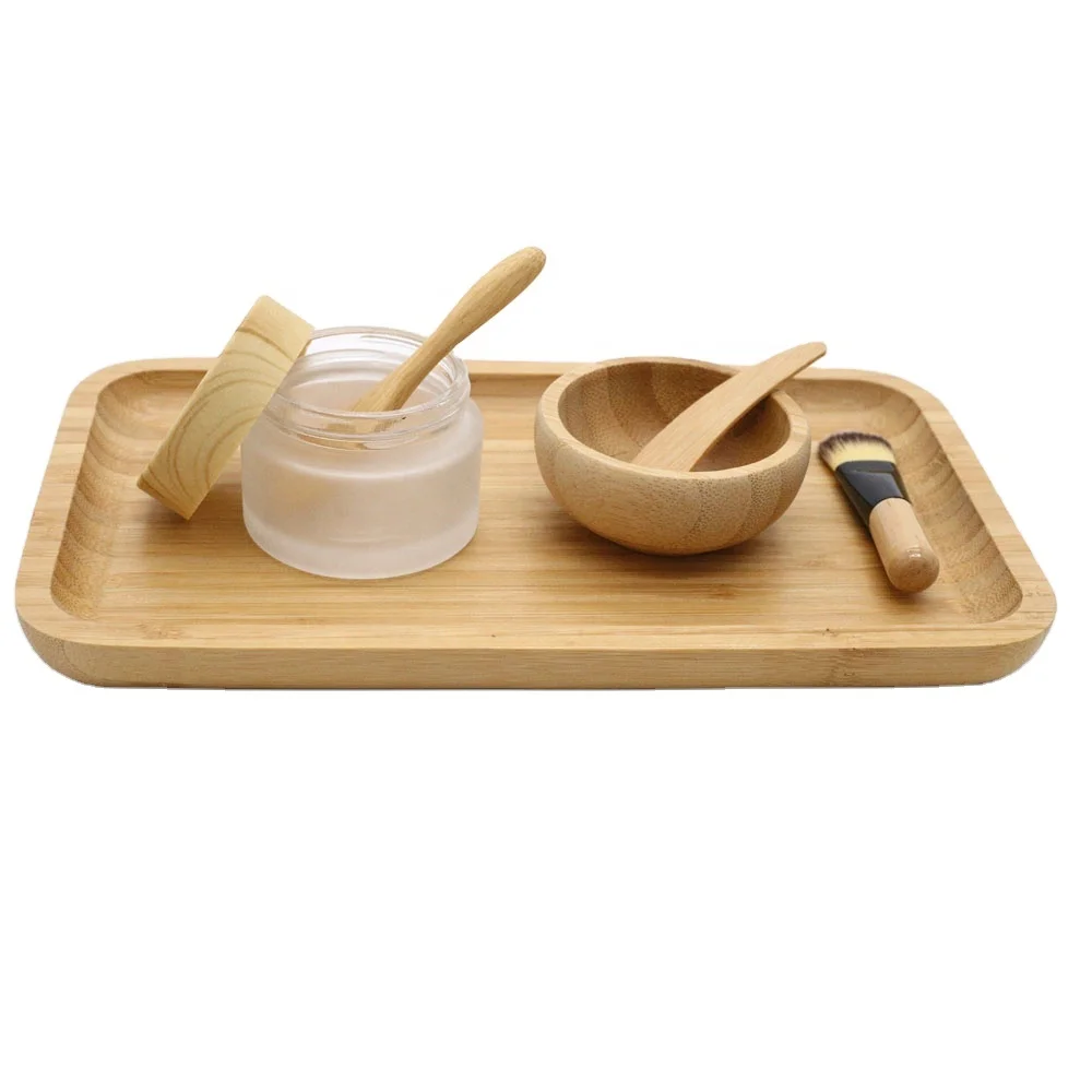 Набор бамбуковых тарелок для маски для лица «сделай сам», набор для смешивания глиняной маски для лица «сделай сам» с кистями и чашей, бутылка для крема, лезвие, ложка, 5 упаковок
