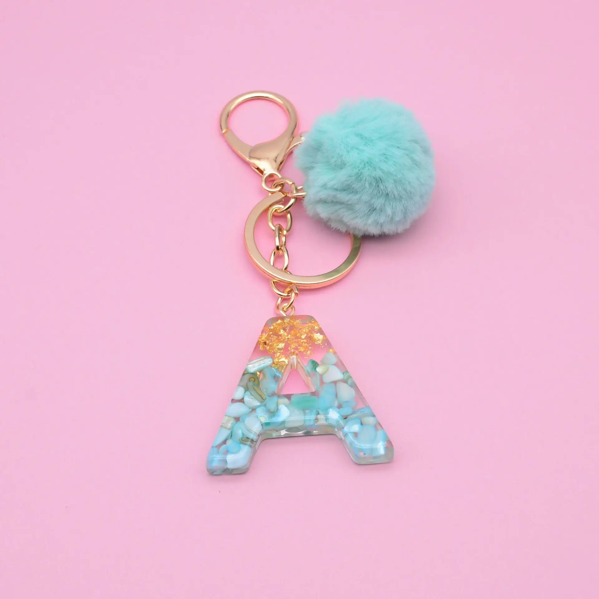 Pompom Letter Pendant Keychains Key Chains Rings For Women Cute Car ...