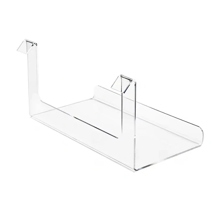 Clear Gridwall Acrylic Groceries Display Shelf With Lip Custom Acrylic Rectangular Hanging Bracket for Artwork Collectibles