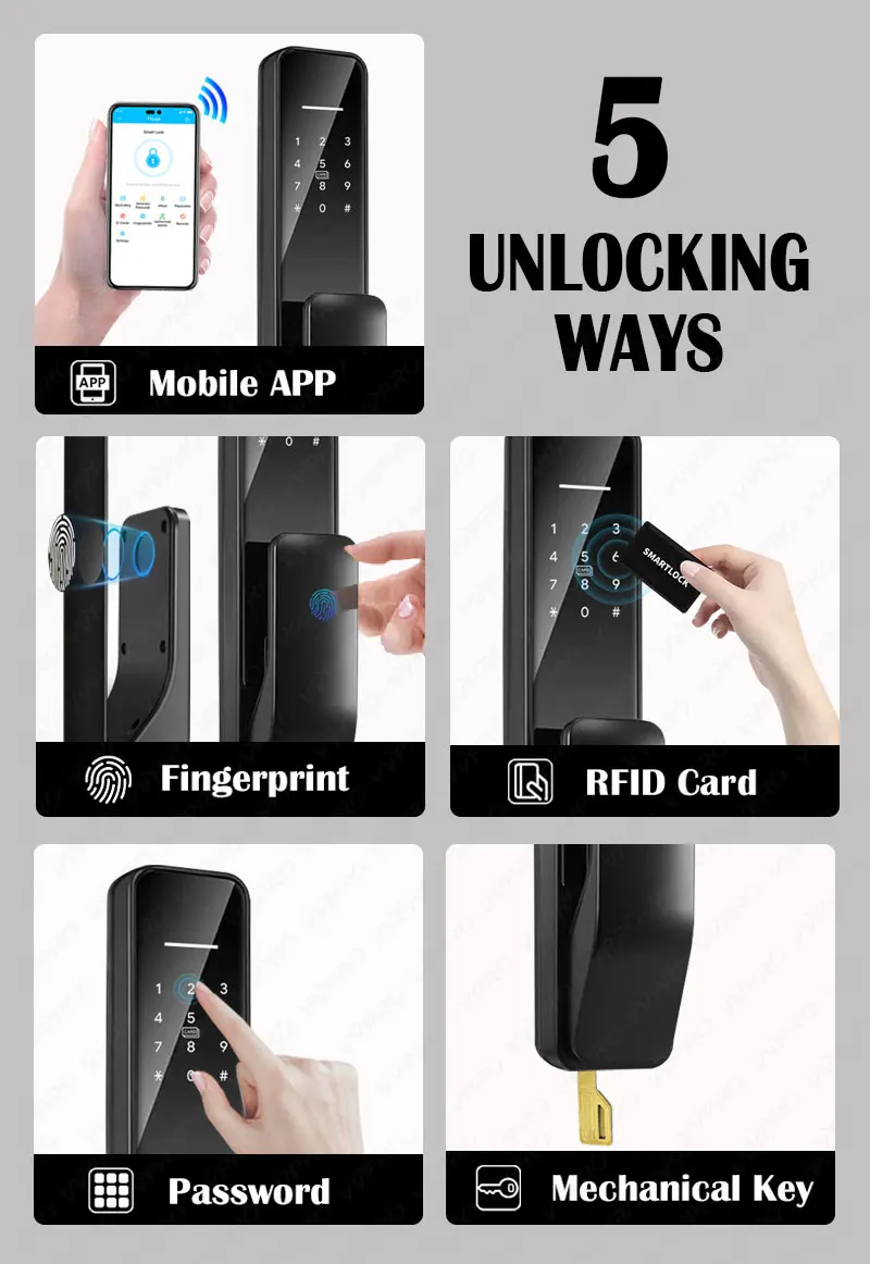 Israel Type Doors Ttlock App Fingerprint Smart Door Lock Electronic
