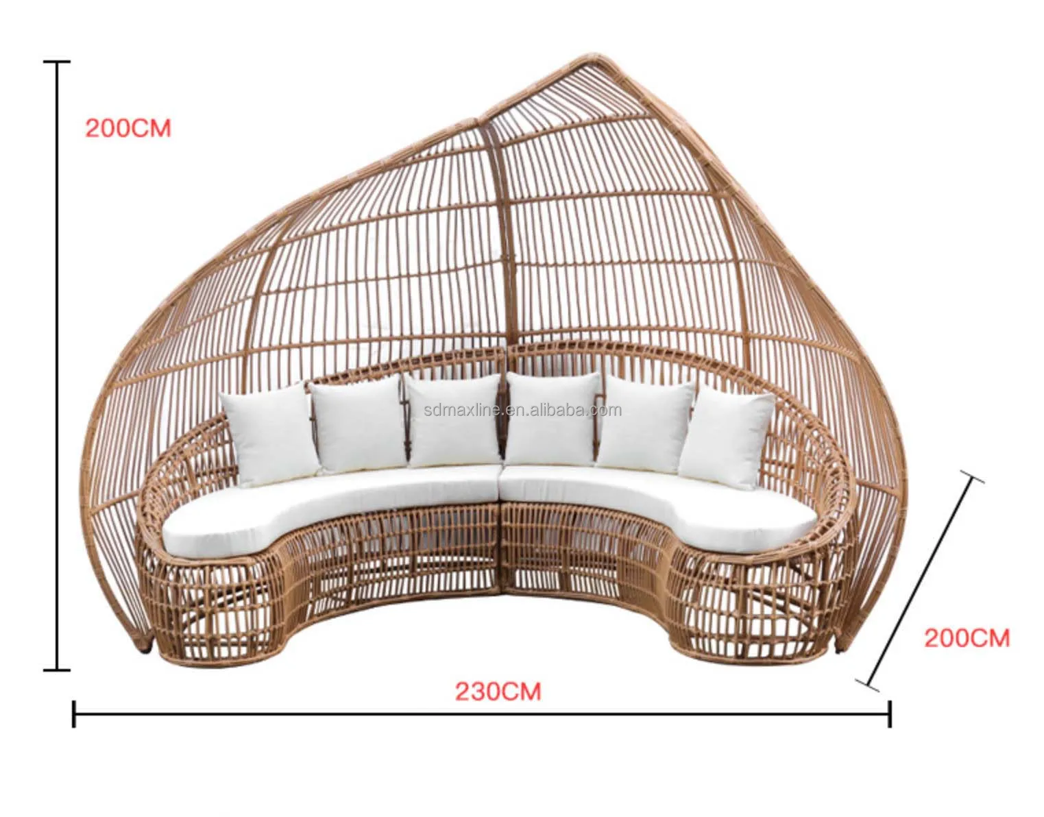 Outdoor Rattan Day Bed Garden Creative Leisure Round Sun Bed Balcony