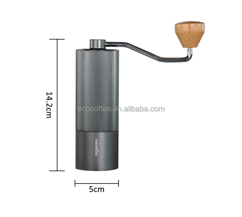 Modern Manual Coffee Grinder Conical Steel Burr With 5 Pins Portable