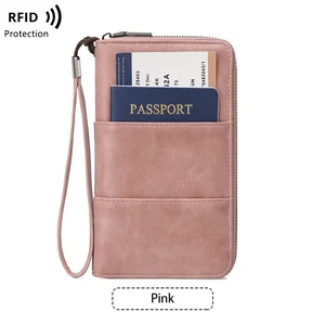 High Quality Luxury Pu Leather Document Storage Bag Card Holder Travel Wallet Credit Card Wallet RFID Blocking Card Passport Bag