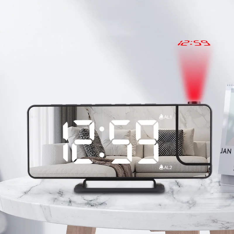 Newest Projection Table Alarm Clocks with Radio Projector Thermometer Humidity Phone Charger Digital LED Alarm Clock