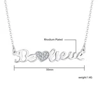 Silver Name Pendant Necklace Silver Trendy Fashion Rhodium Plated 925 Sterling Silver Personalized Customize CZ Diamond Letter Name Pendant Necklace For Women Men