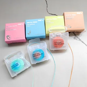 Daily Care Exclusive Design Blue White Color Coconut Oil Waxed Mint Strawberry Orange Polyester 30M Dental Floss for Oral Care