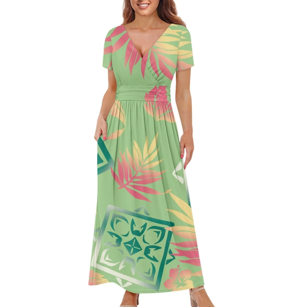 Estampado Floral Suelto Vestido De Verano Bohemio Zeagoo Para Mujer - Manga 3/4, Estampado Floral, 100% Viscosa, Corte Suelto, Ideal Para Playa O Día A Día Vestido Suelto Playa Vacaciones