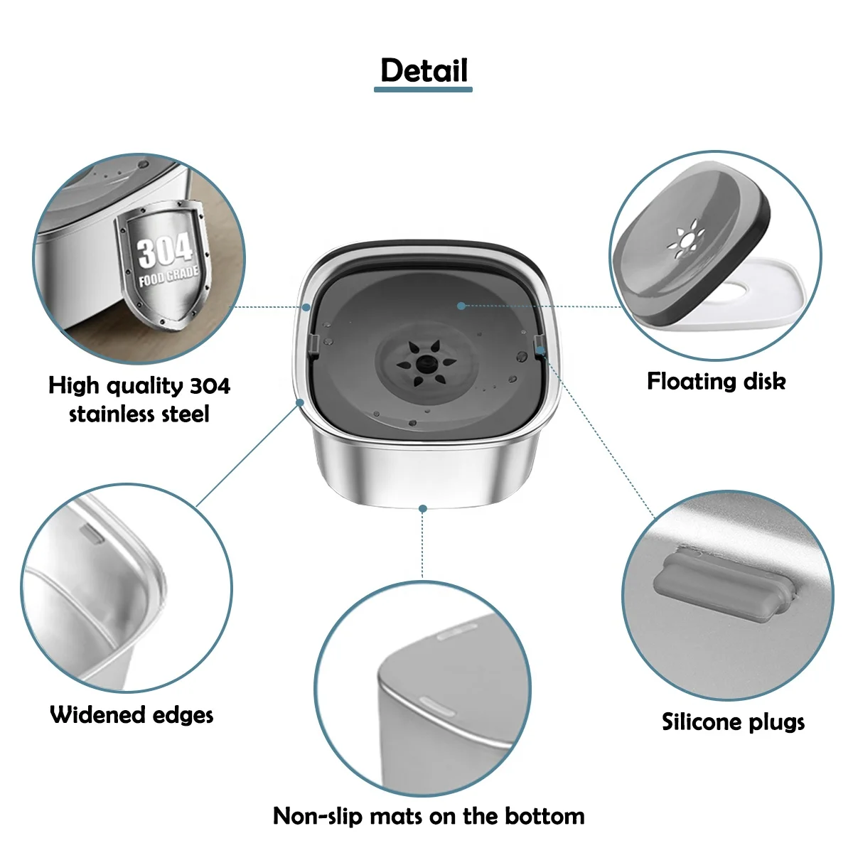 Переносная миска для собак и кошек из нержавеющей