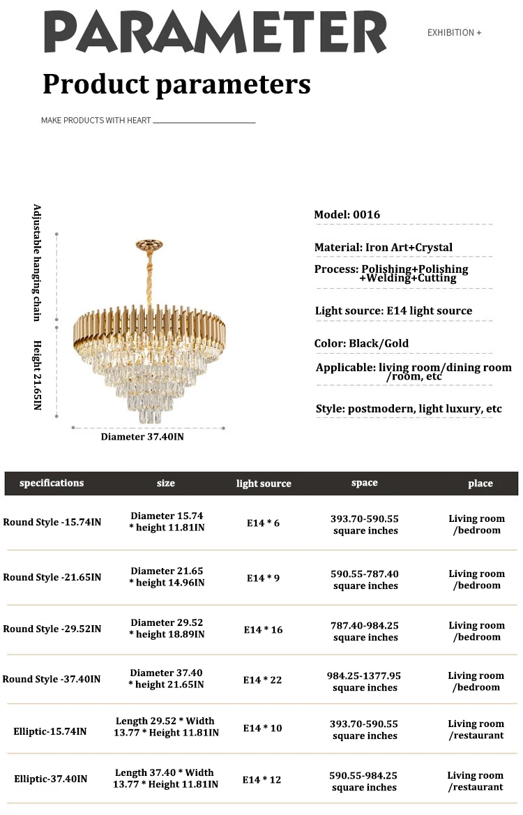 Project case easy to install modern fancy living room hotel lobby chandelier