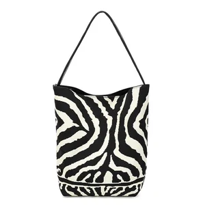 Customized New High Quality Knitted Ladies Handbags Casual Bucket Tote Bag Large Capacity Shoulder Bags for Women