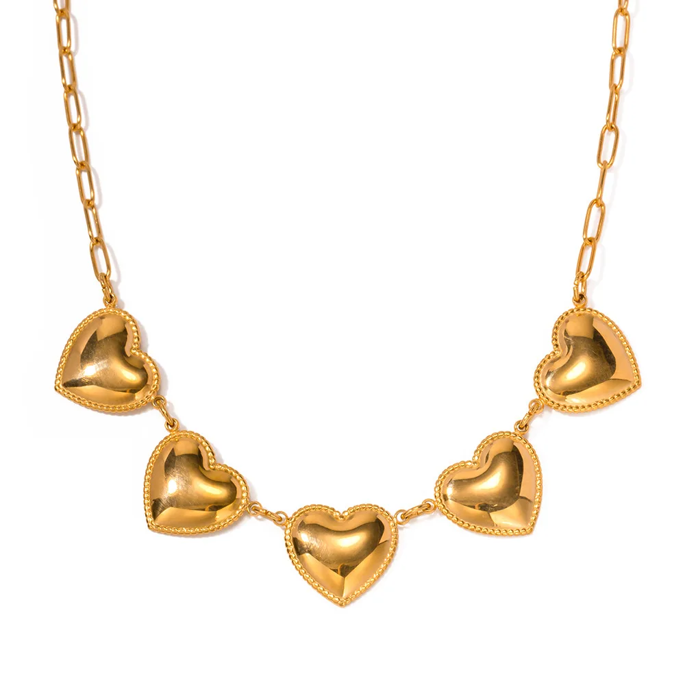 Luxury Peach Heart Brass Zircon Necklace