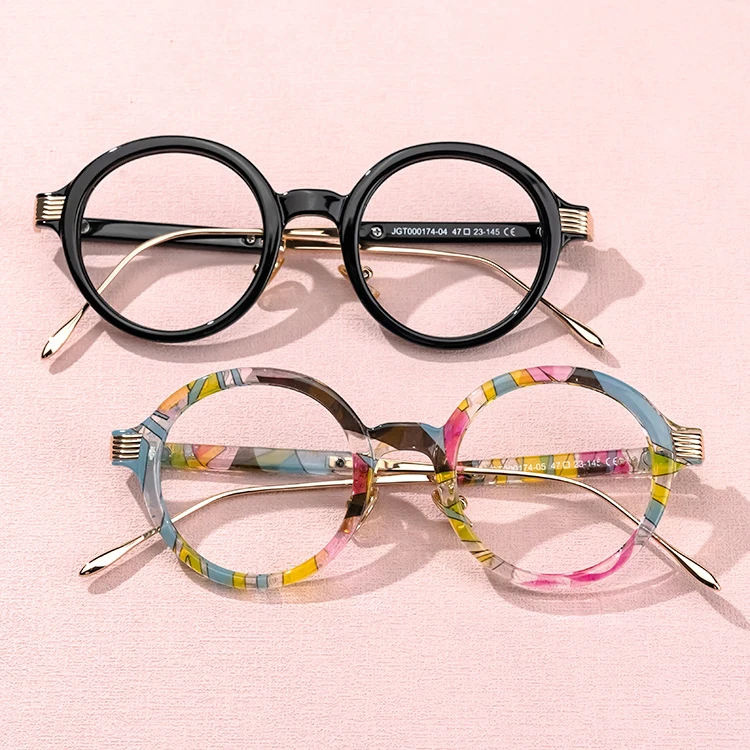 Wesee Brand Wholesale Women Trendy Designer Floral Black Colorful TR90 Soft  Ultralight Round Eyeglasses Frame