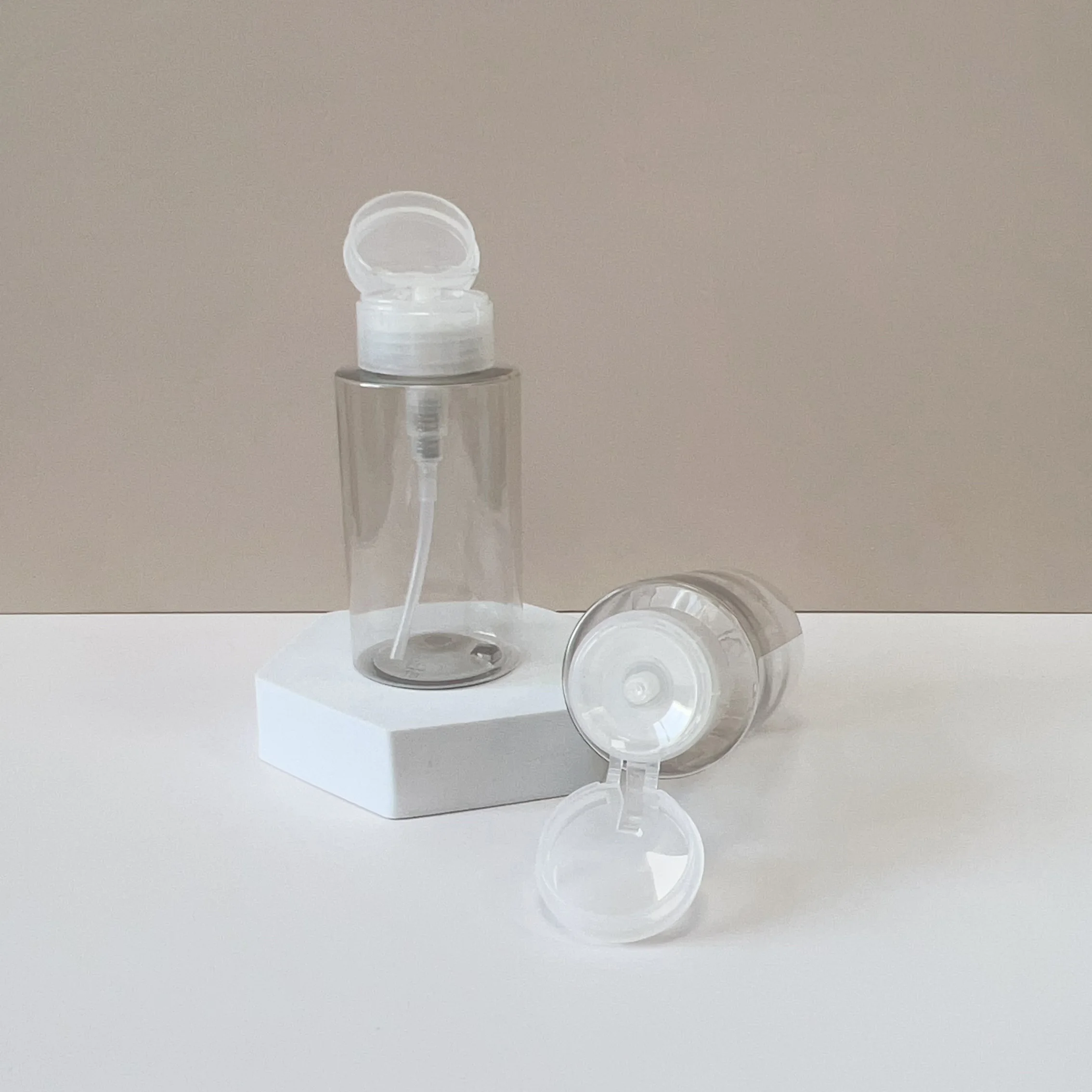 Luxury Empty 200ml Skin Toner Plastic Bottle Empty Push Down Eye Makeup Nail Polish Remover Pump Bottle