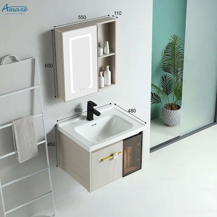 New design wholesale vanity basin bathroom furniture sink wall mounted bathroom mirror cabinet manufacture