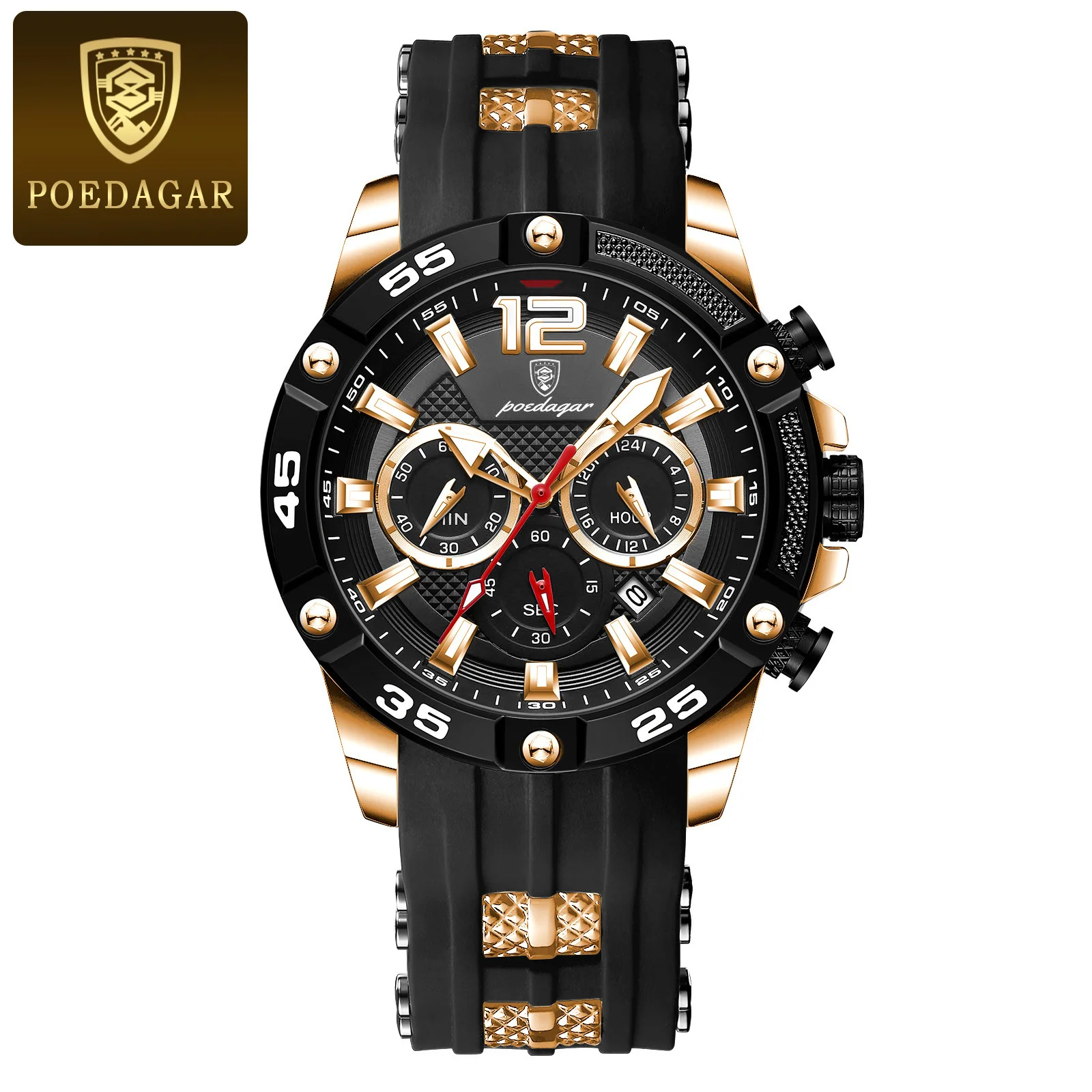 POEDAGAR 912 Casual Men Watch Luxury Waterproof Luminous Chronograph Date Man Wristwatch aperçu 8