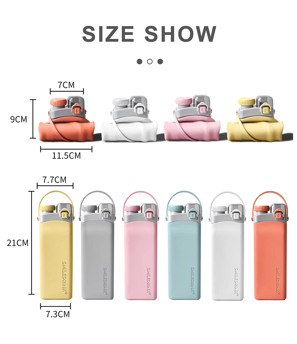 Custom Logo Designed Foldable Silicone Sports Drink Water Bottle gym Collapsible Reusable Water Bottle