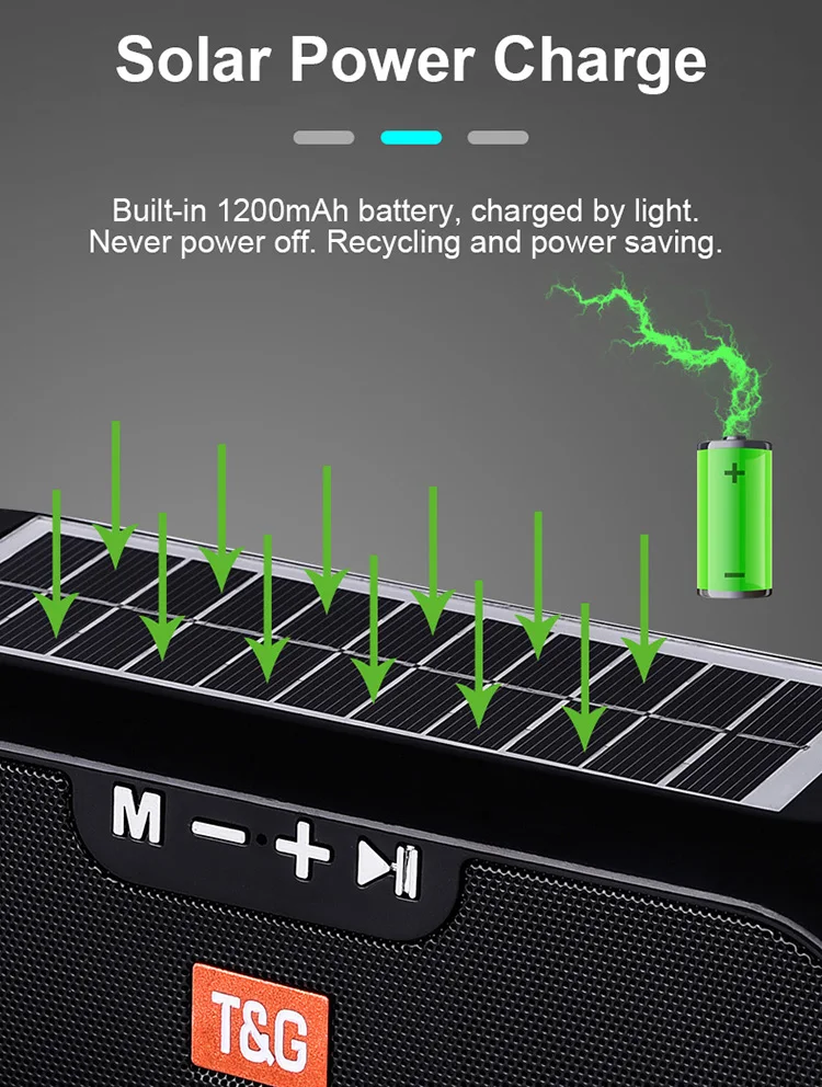 TG182 Portable Column Portable Column WirelessBluetooth Bass Stereo Box Waterproof Outdoor Solar Charging Bluetooth Speakers - ANKUX.COM