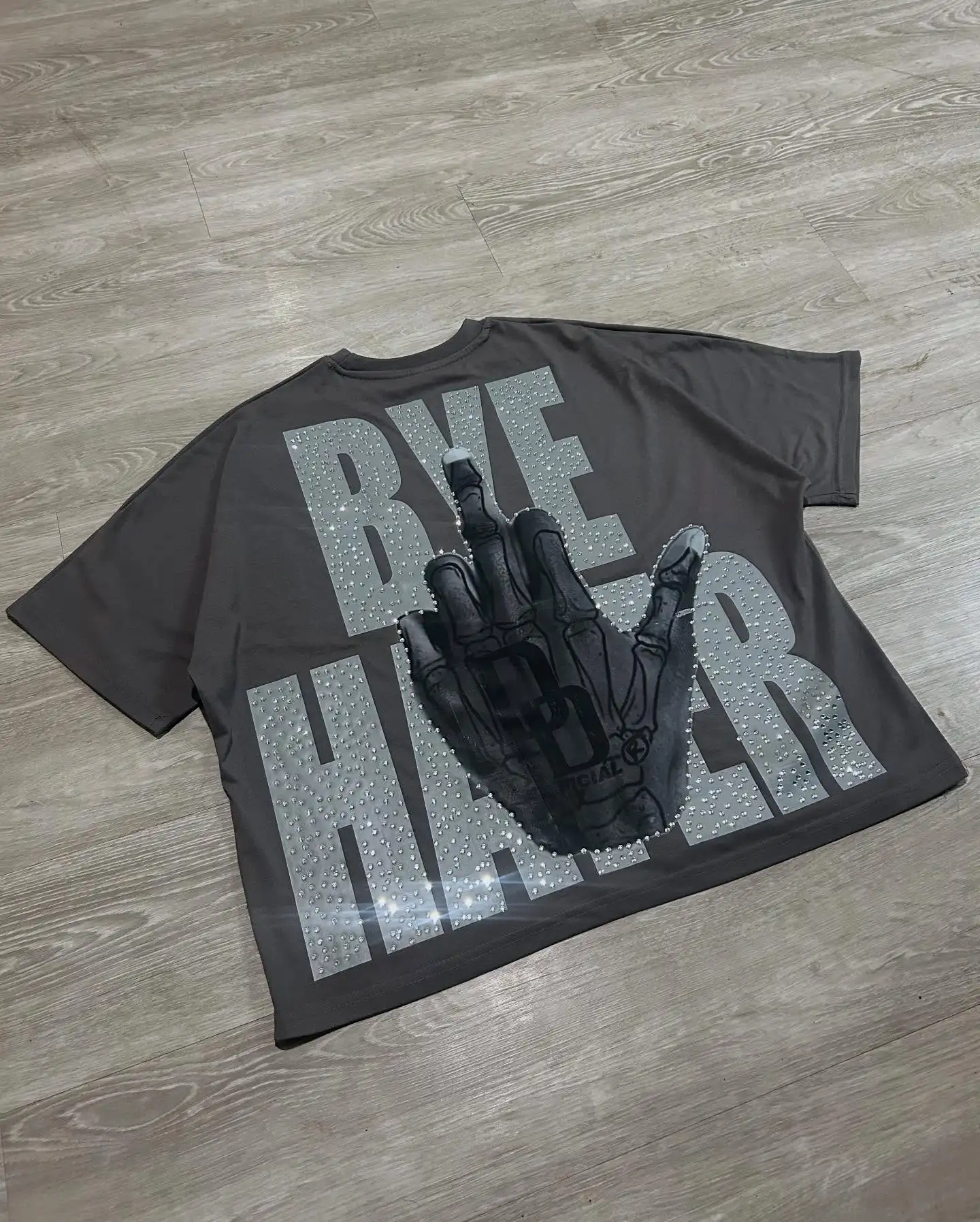 Custom Vintage Acid Washed T Shirt Men Distressed Heavyweight Cotton Rhinestone Oversized Tshirt 100% Cotton for Men's T-shirt gallery 2