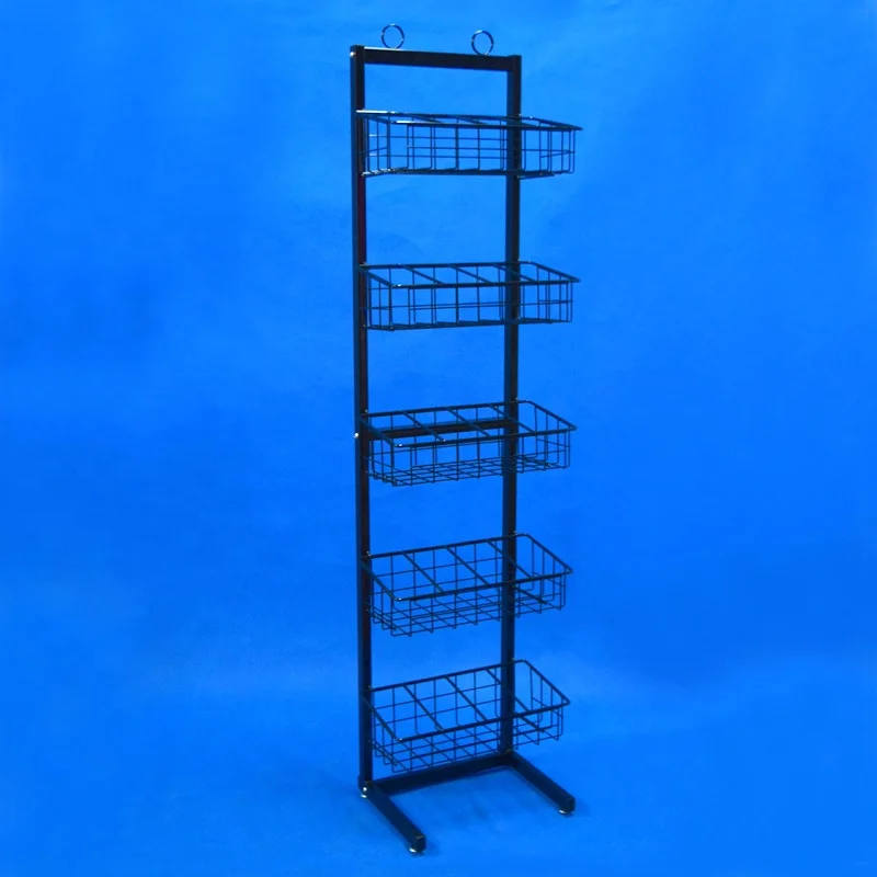 Retail Store Pop Steel Wire Frame Holder Pocket Fixture Supermarket Floor Standing Metal Spinner Rack Display for Napkins