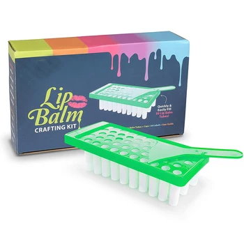 Lip Balm Crafting Kit Includes Lip Balm Pouring Tray 50 White 0.15oz (4.25g) Balm Tubes