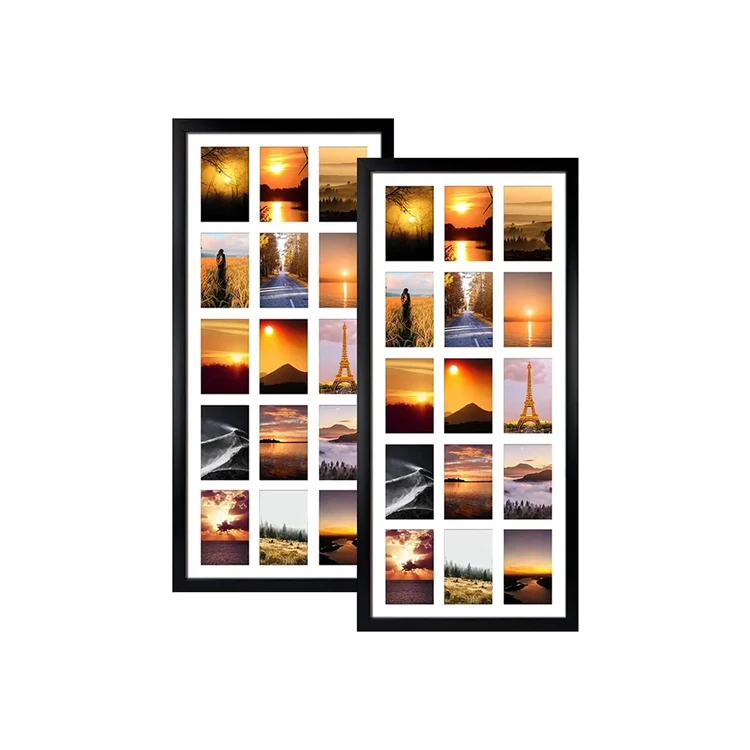 Pack 4x6 Collage Picture Frames with 15 Openings Multi Black Photo Frame with White Mat Displays 4x 6 Pictures