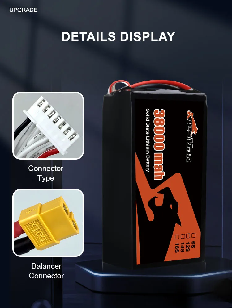 38000mAh 440000mAh High Energy Density Lipo Batteries Pack for UAV Drone 47.4V 6S 12S 14S 5