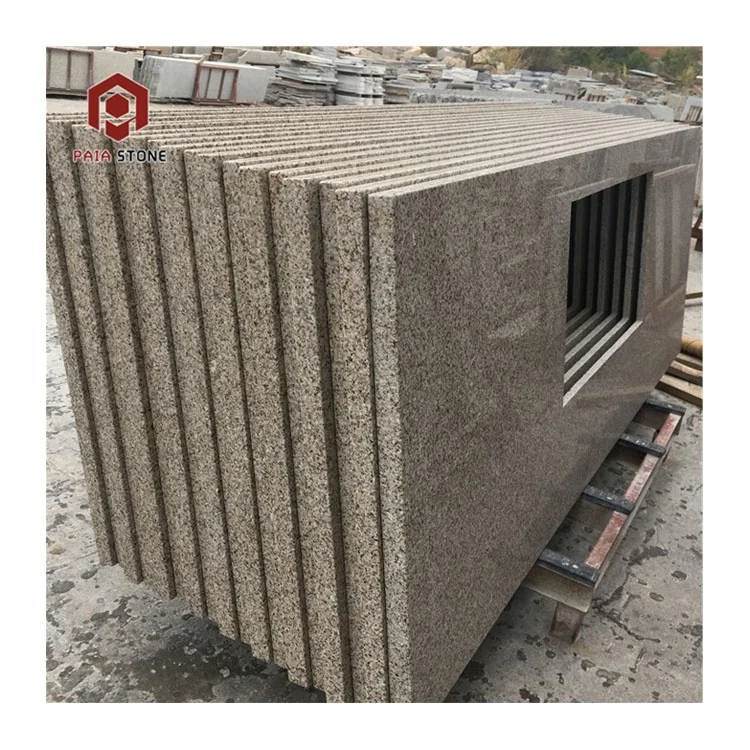 Chinese Precut Customized Light Brown Granite Slab Kitchen Faucets Countertop Wholesale Home Decor
