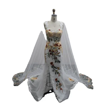 2024Mermaid Wedding Flower Dress Trumpet Slit Wedding Dress Sweetheart Neck Lace Spaghetti Strap Bridal Gown
