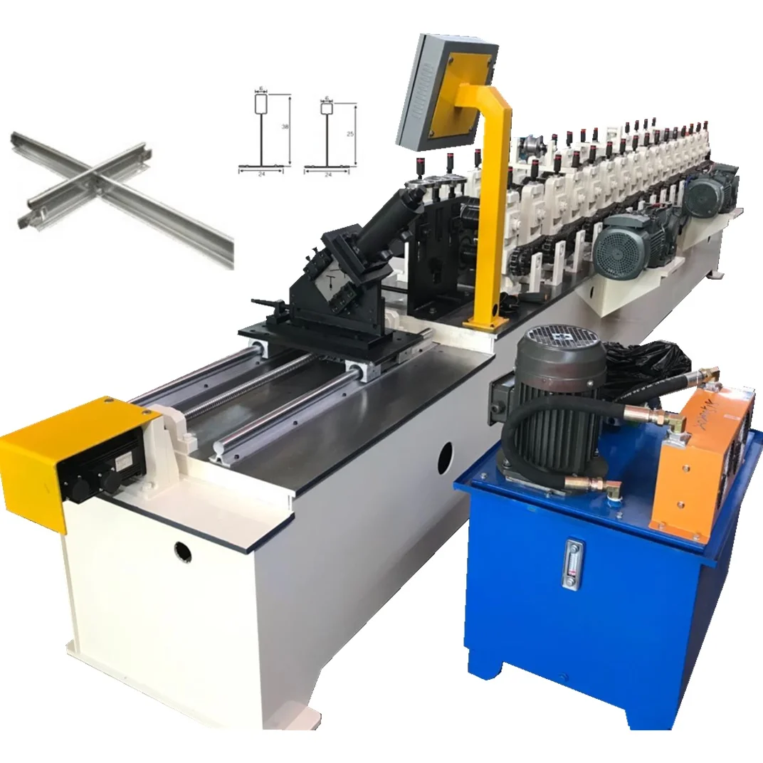 Suspended Ceiling T Grid T bar Main Tee Cross Tee Wall Angle System Making Roll Forming Machine for Ceiling