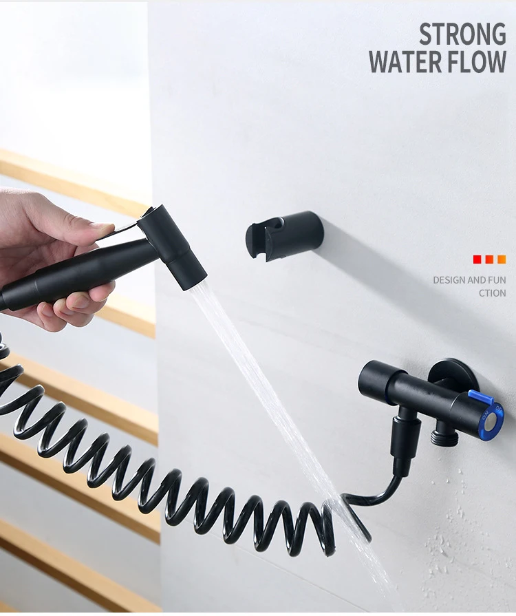 Stainless Steel Handheld Bidet Shattaf Sprayer Black Toilet Spray Bidet