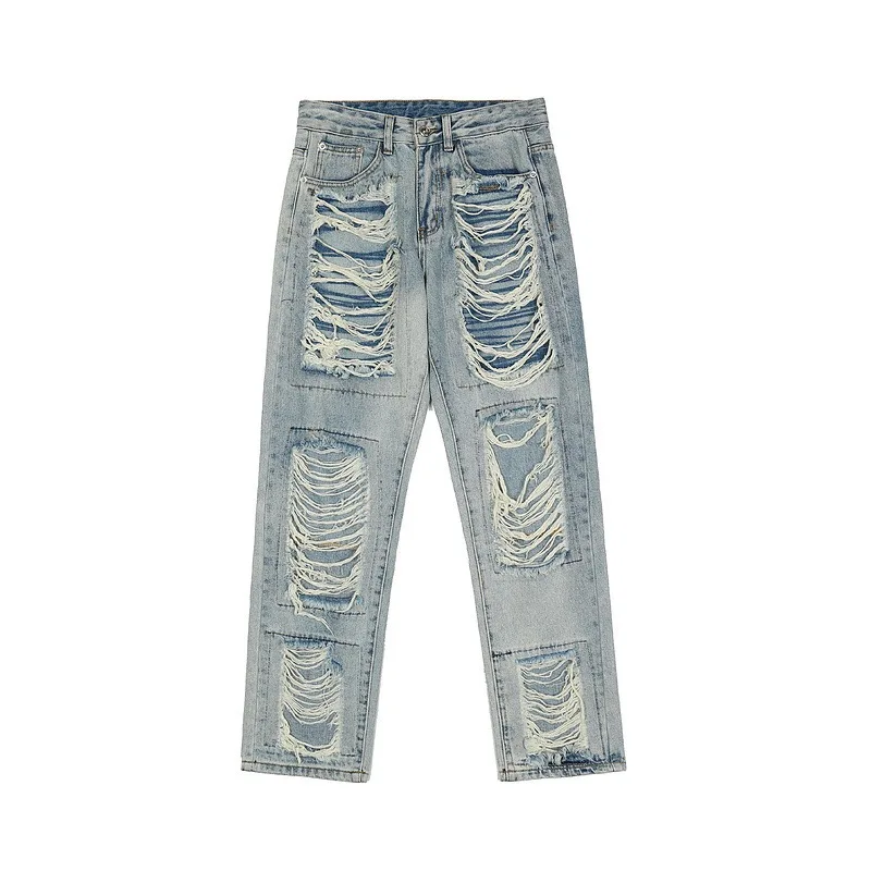 Men's Skinny Ripped Jeans Streetwear Fashion Beggar Patch Men Pencil  Pants New | eBay
