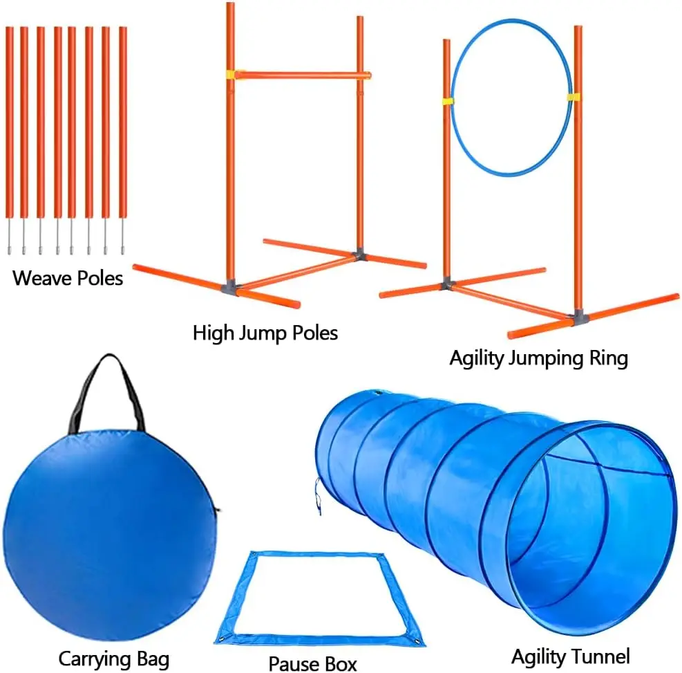 5 Pcs Outdoor Pet Dog Agility Equipment Obstacle Training Course Kit Tunnel Agility Training