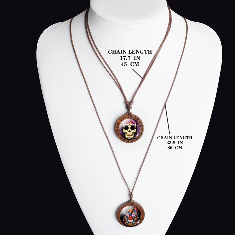 Wholesale Mexico Sugar Skull Jewelry Natural Wood Pendant Hand