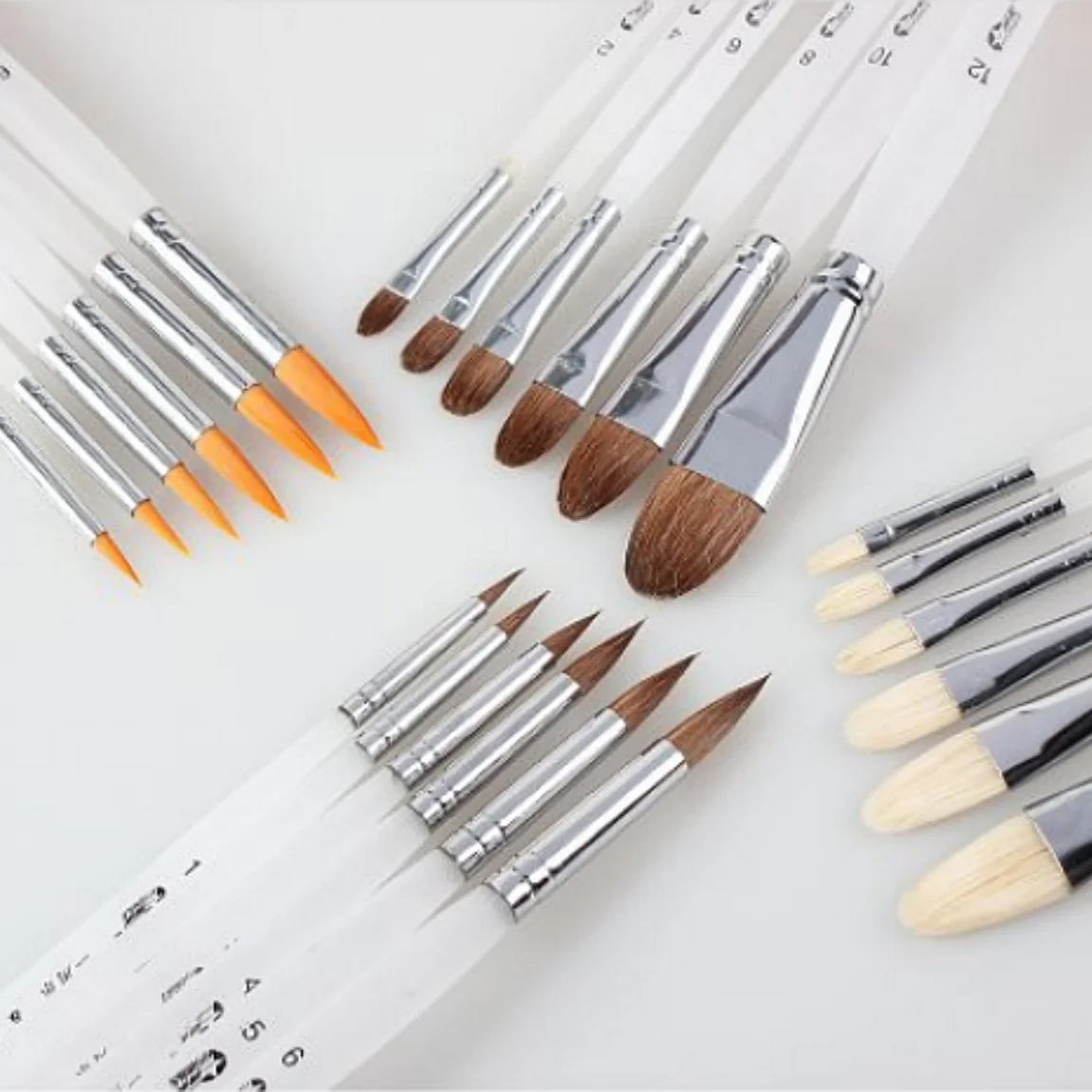 Hot Sale PROFESSIONAL TYPE LONG HANDLE WATER WATERCOLOR SABLE PAINTS BRUSH SET for BEGINNERS and PAINTING